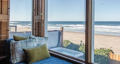 Frente a la playa, pasos de playa privada, gran sala con vista a la playa y piscinas de marea
