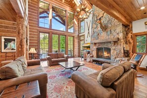 TV, fireplace, table football, stereo - Bullshead By Tahoe Getaways - Pet-Friendly 4700SQ FT Luxury Riverfront Estate w Hot Tub (Olympic Valley)