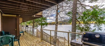 Lakefront condo near ski resort with pool, hot tub & nearby beach