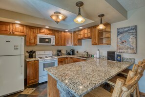 Fridge, microwave, oven, stovetop - Heart of Breckenridge: Mountain Views, Walk to Lifts (Breckenridge)