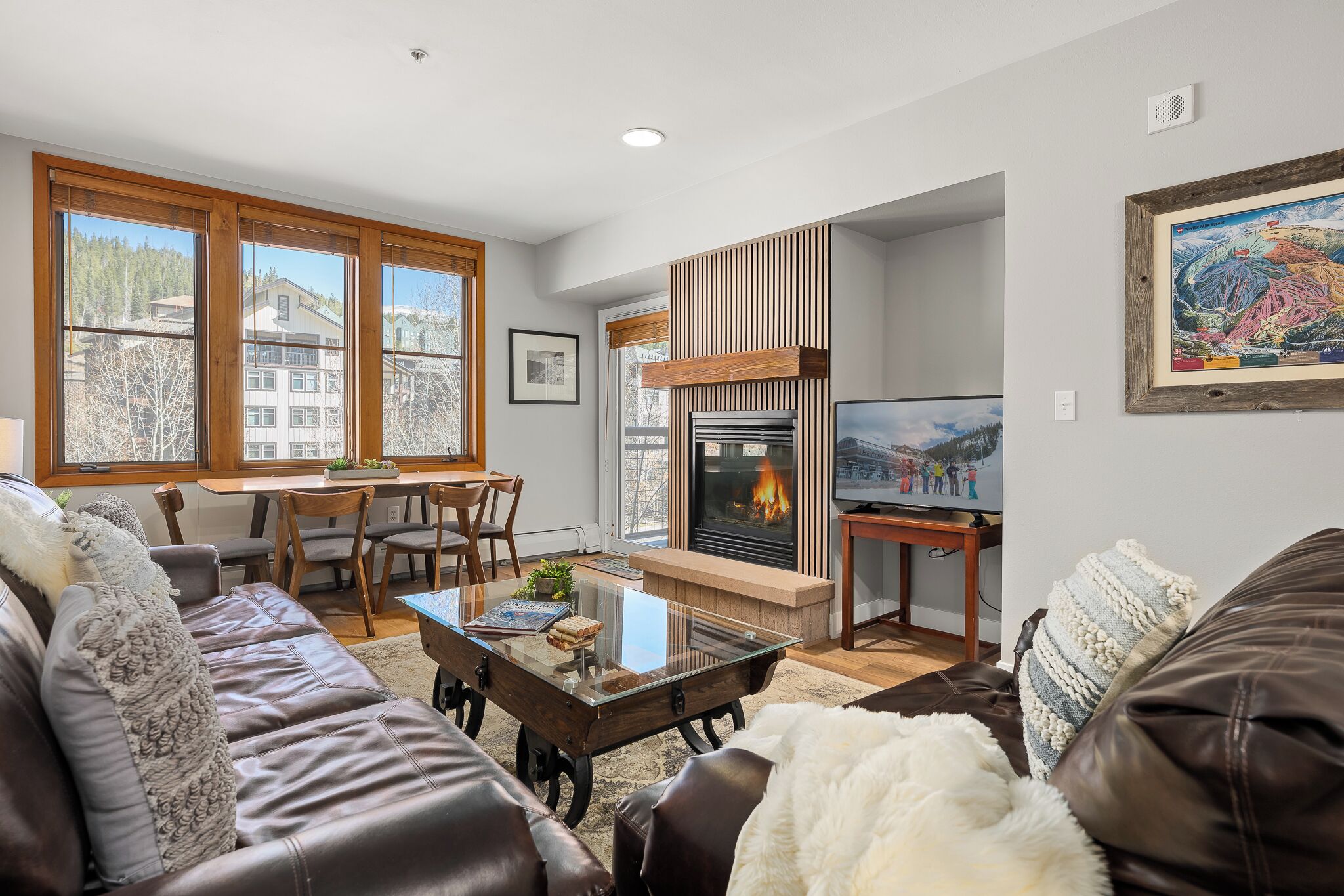 Smart TV, fireplace, DVD player