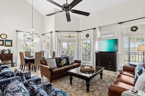Smart TV, DVD player - 4BR Beach Villa w/ 6-Seat GOLF CART! Near Pool, Beach Tram, Screened Balcony. (Miramar Beach)