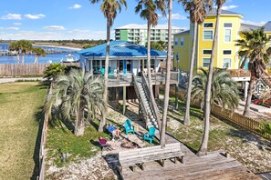 Terrace/patio - Beautiful bay front home that's very popular with our visitors. (Gulf Shores)