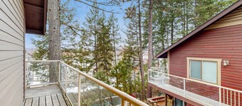 Hundevennlig leilighet med utsikt over innsjøen, delt badestamp / basseng, nærliggende tilgang til stranden