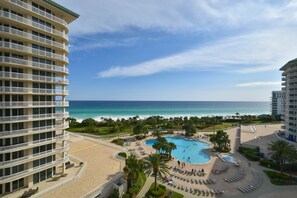 Indoor pool, a heated pool - Spacious beachfront end condo w/private balcony & 4 beds! (Destin)
