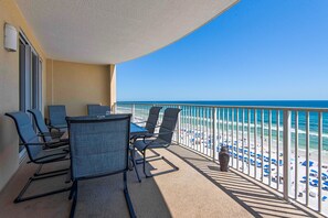 Outdoor dining - Ultimate Beachfront Getaway: Gulf front condo on the 9th floor! (Panama City Beach)