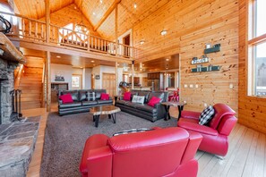 TV, fireplace - Spacious Dog Friendly Retreat w/ Pool & Fireplaces (McHenry)