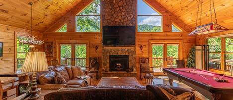 TV, fireplace, ping pong