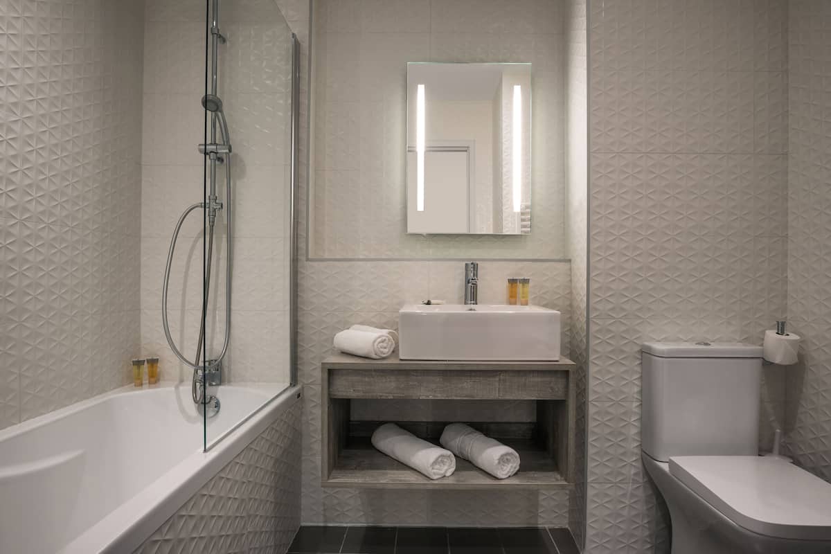 free toiletries, hair dryer, towels