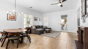 Smart TV, fireplace, DVD player, offices