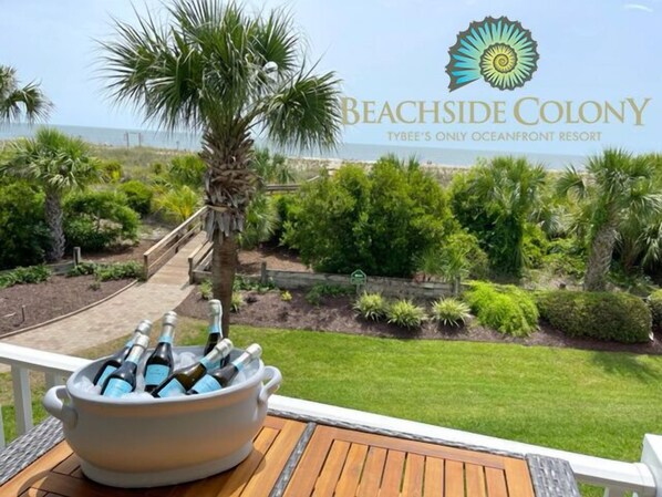 Outdoor dining - • Beachside Colony • Oceanfront Townhome Book now Fall Flash Sale A++ Views! 3/3 (Tybee Island)