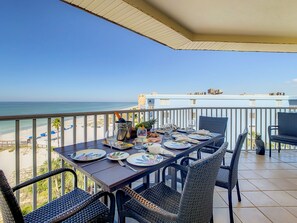 Outdoor dining - Beach Palms 507 -Gulf front luxurious Condo - Spectacular Views! (Indian Shores)