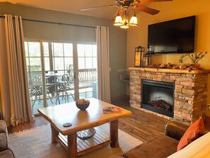 Fireplace, DVD player