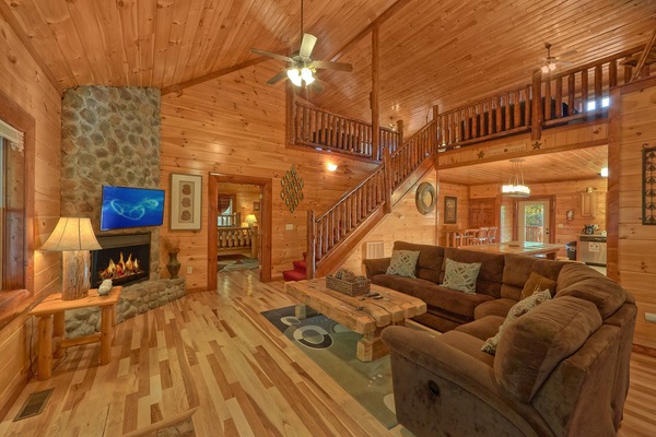 Smart TV, fireplace, DVD player, foosball