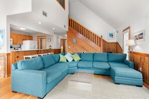 TV, fireplace, table football