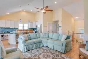 TV, fireplace, foosball