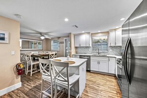 Fridge, microwave, oven, stovetop - The Solaster | Pet Friendly Home on Siesta Key w/ 2 Heated Pools, Walk to Beach & South Village! (Siesta Key)