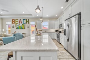 Fridge, microwave, oven, stovetop - The Big Kahuna | SK Village, Pet Friendly, 2 Heated Pools, Elevator, Ping Pong Tables Steps to Beach (Sarasota)