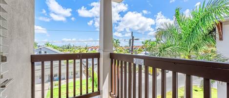 A tropical view from the private bedroom balcony.