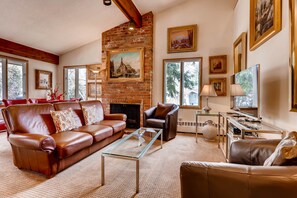 Télévision, cheminée, lecteur de DVD