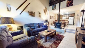 Smart TV, fireplace, DVD player