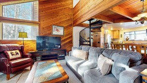 Smart TV, fireplace, DVD player