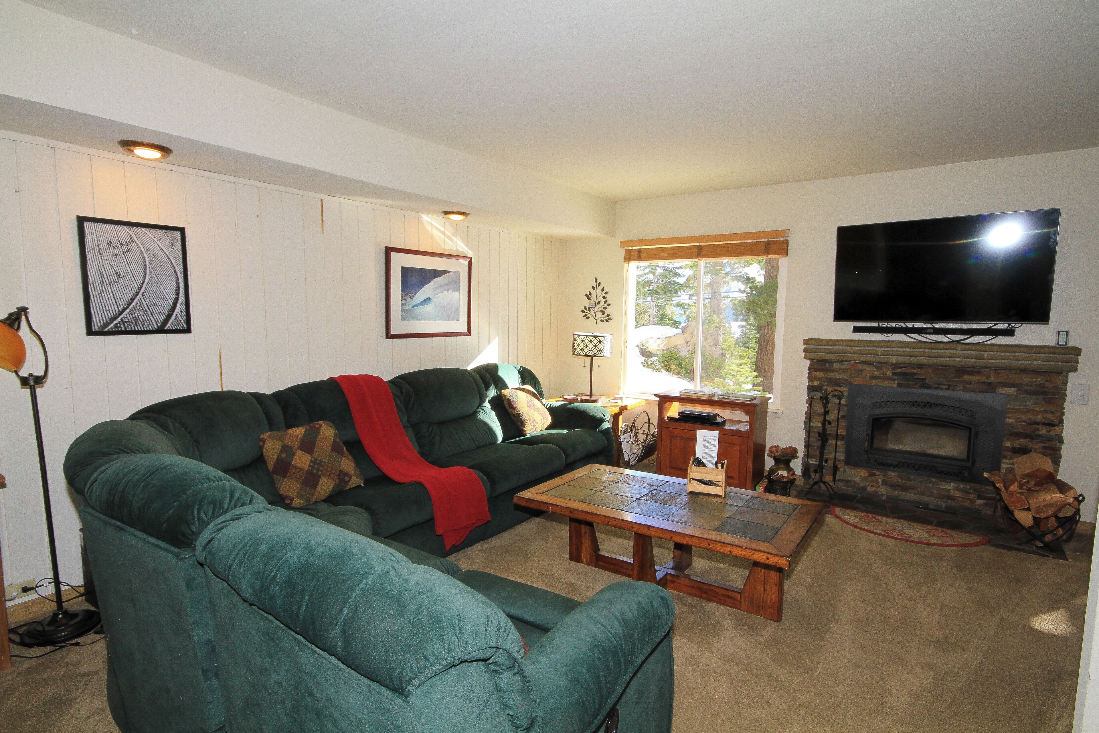 TV, fireplace, video games, DVD player