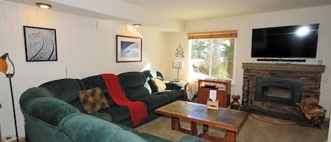 TV, fireplace, video games, DVD player
