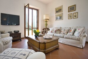 Televisión, chimenea, reproductor de DVD