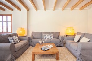 TV, fireplace - FINCA CAN POL - Villa with private pool in Inca. Free WiFi (inca)