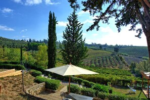 Terrace/patio - Nice apartment for 4 people with WIFI, pool, A/C, TV and panoramic view, close to San Gimignano (Gorgognano)