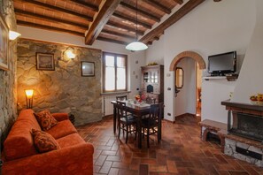TV, fireplace