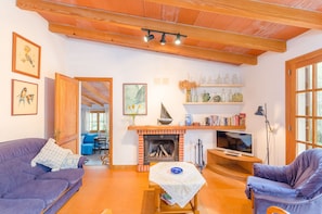 TV, fireplace