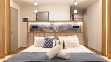 Mythic Blue Suite | 1 bedroom, premium bedding, in-room safe, desk