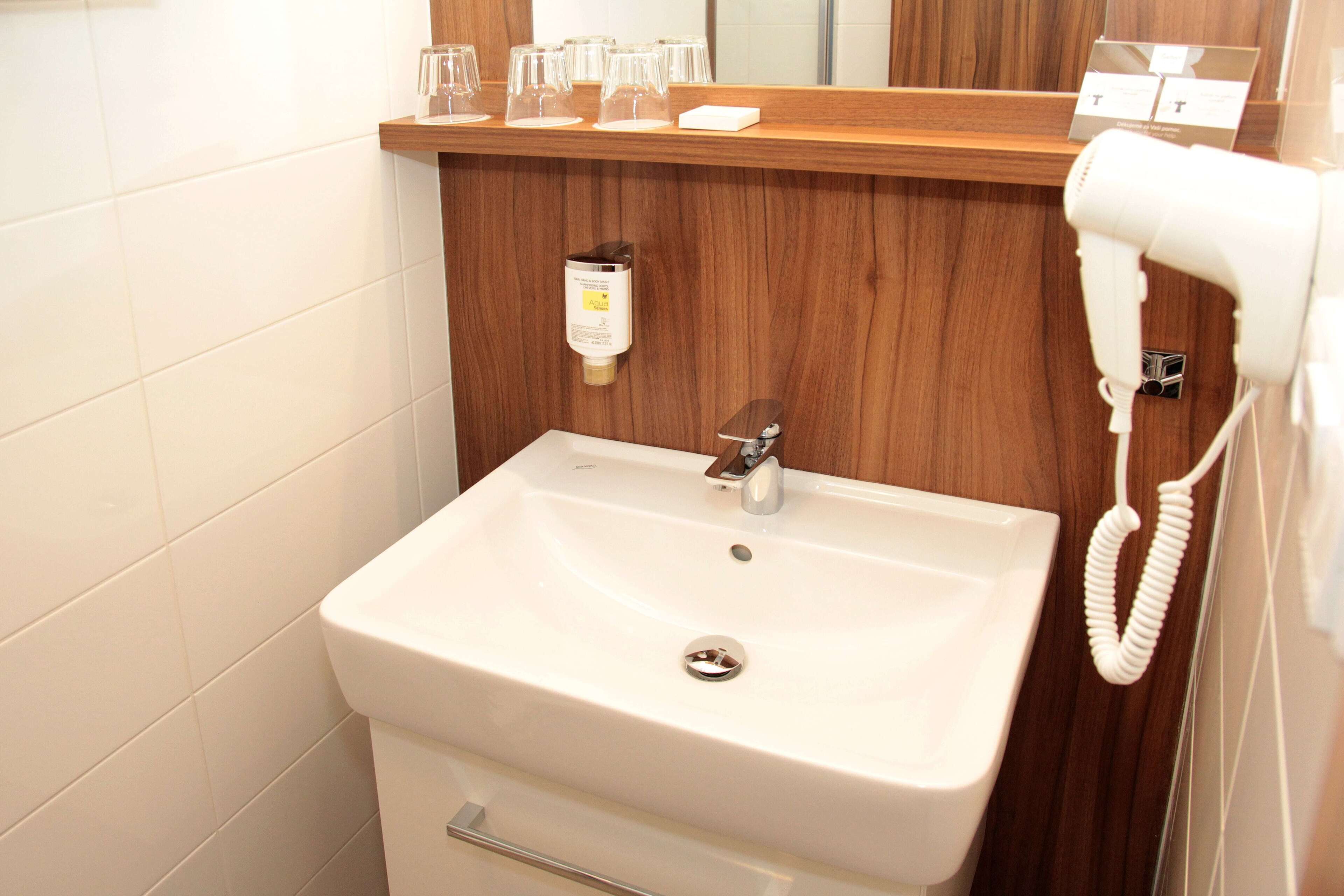 free toiletries, hair dryer, towels