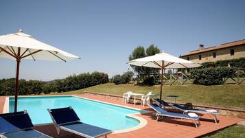 Outdoor pool, pool loungers