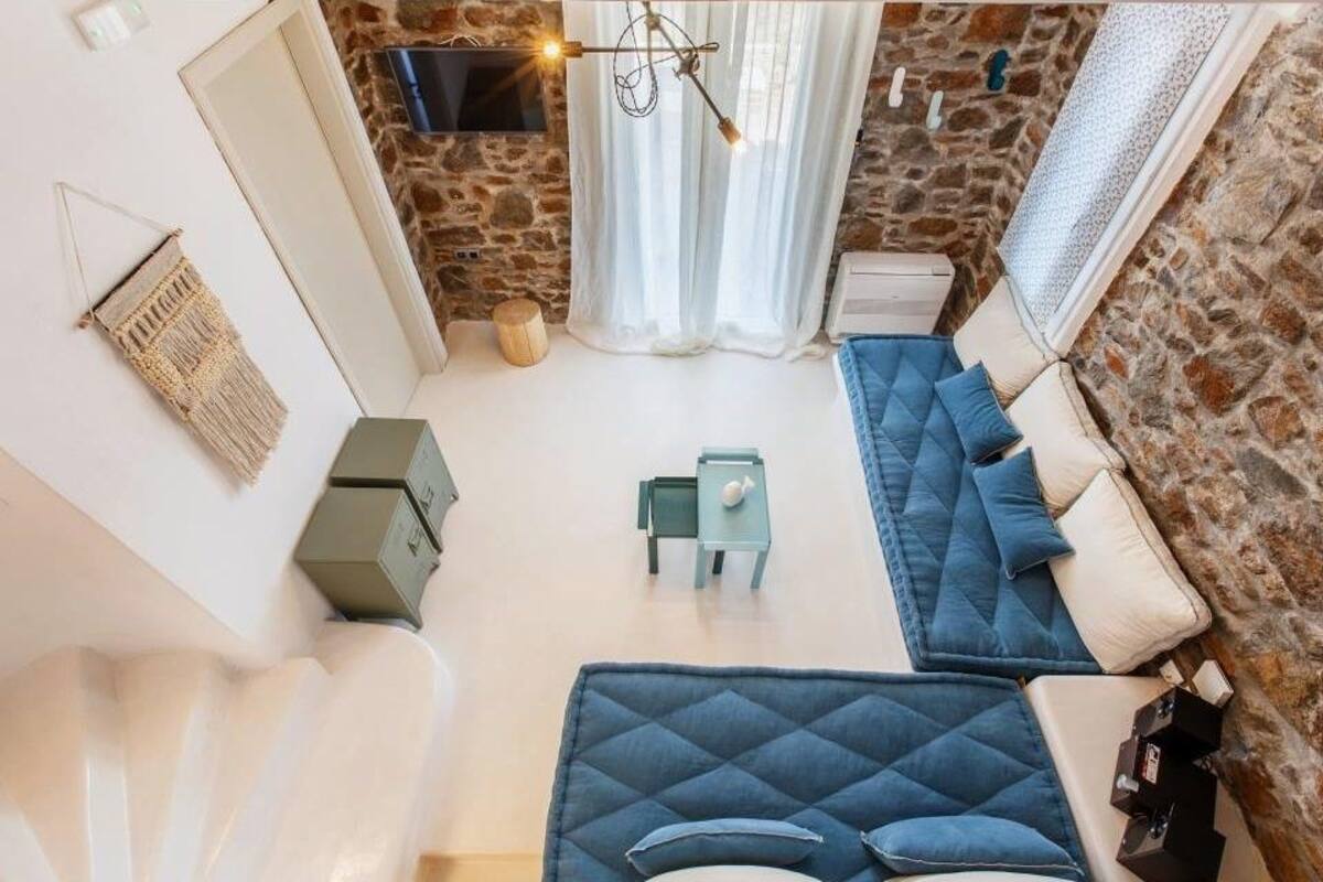 Maison, 2 chambres, vue sur la mer (Orion) | Aire de séjour | Téléviseur à écran plat