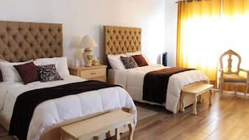 Family Quadruple Room, 2 Double Beds | Iron/ironing board, bed sheets
