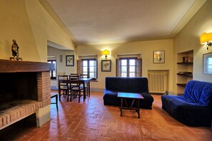 TV, fireplace
