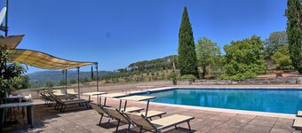 Private Villa with private pool, hot tub, WIFI, TV, pets allowed, panoramic view, close to Arezzo
