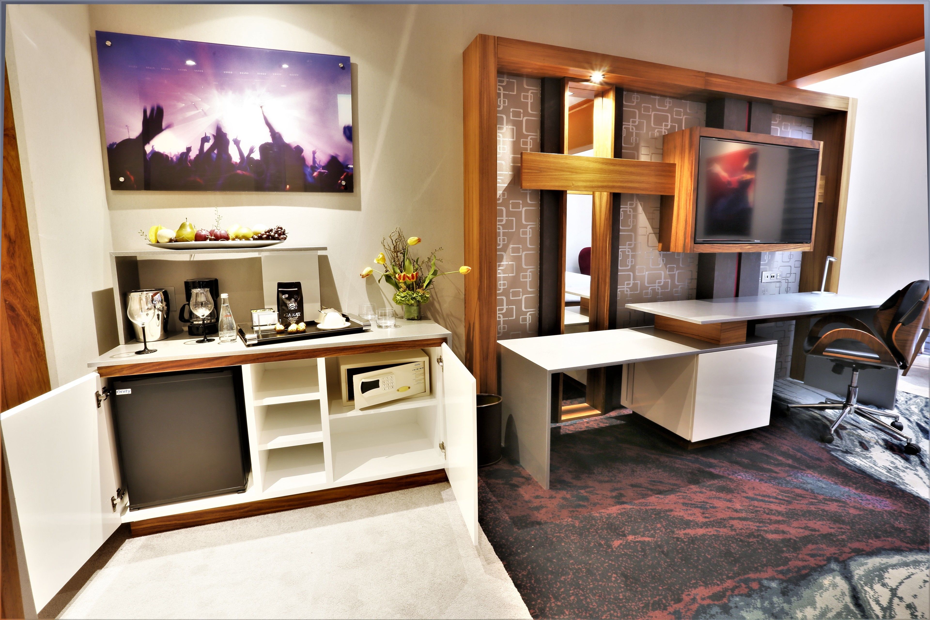 free minibar, in-room safe, desk, soundproofing