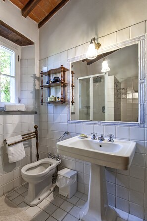 Shower, bidet - Nice apartment for 2 guests with pool, A/C, WIFI, TV and panoramic view (Cortona)