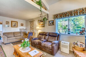 TV, fireplace, DVD player, video library