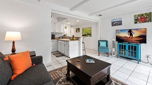 TV, DVD player, books