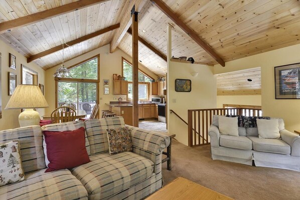 TV, fireplace, DVD player, books