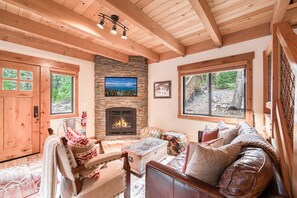 TV, fireplace