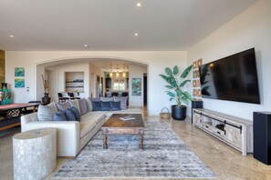 Smart TV, DVD player, table football, stereo