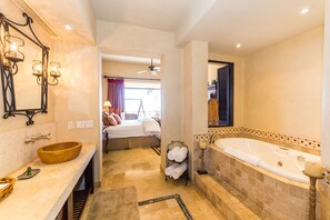 Shower, jetted tub, hair dryer