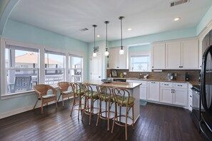 Fridge, microwave, dishwasher, coffee/tea maker