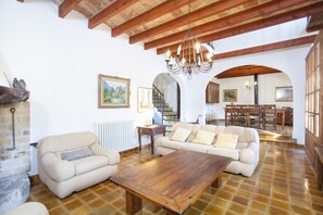 Una televisión, una chimenea, un reproductor de DVD, libros